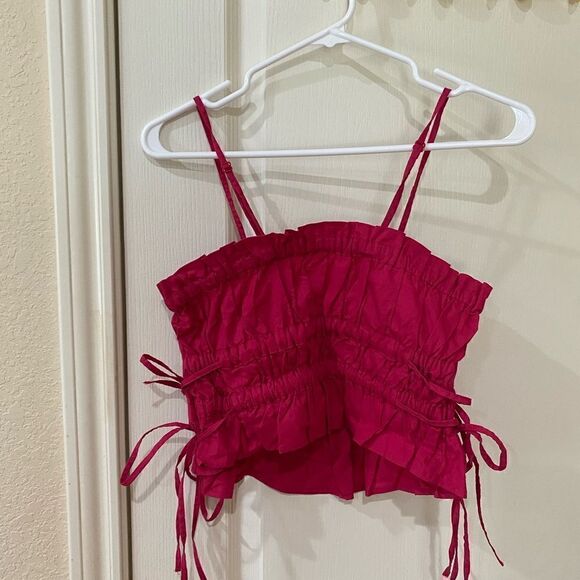 Free People Tube top size XS adjustable straps, side ties, ruched, cotton - Picture 5 of 7